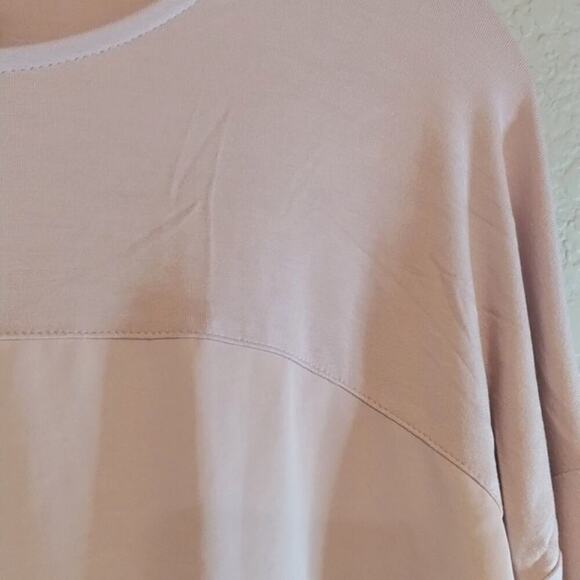 J. Jill Wearever Rosewater Mix Media Tunic 3/4 Sleeve Flowy Soft Pink  Blouse S - Picture 6 of 12